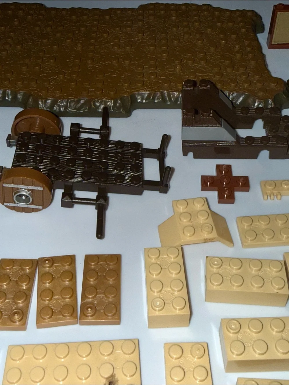 LEGO beige tan gold brown pieces blocks vehicle elements 86 parts lot